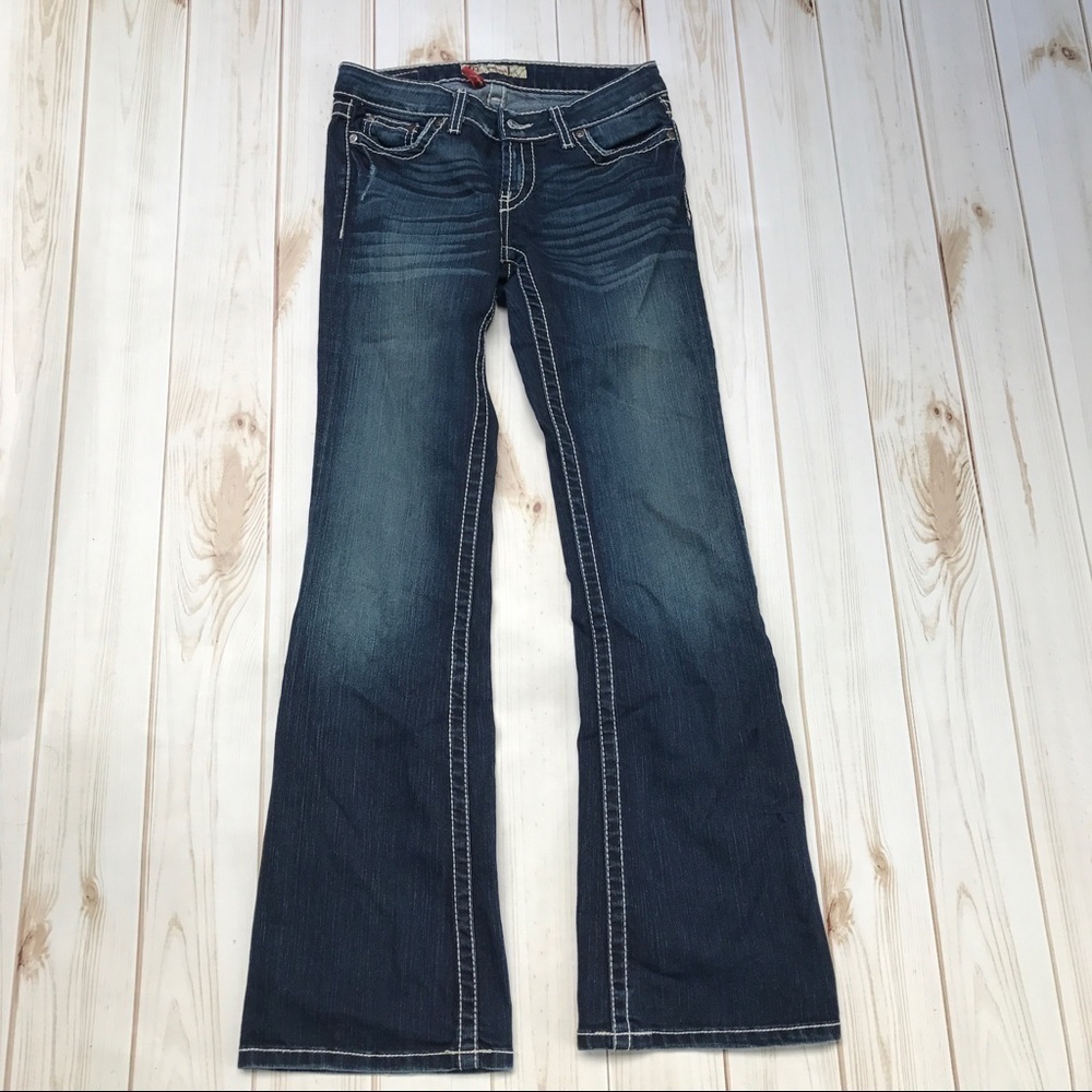 BKE Womens Boot Cut Jeans in Dark Indigo Blue